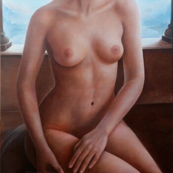 Painting titled "Self-taught" by Vero Adoni, Original Artwork, Oil Mounted on Wood Stretcher frame