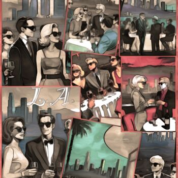 数字艺术 标题为““Mingling in L. A.”” 由Alexandra Bloodworth, 原创艺术品, AI生成的图像