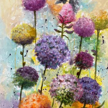 Pintura intitulada "Flower Symphony No.…" por Natalie Aleksejeva (NatalieVerve), Obras de arte originais, Acrílico