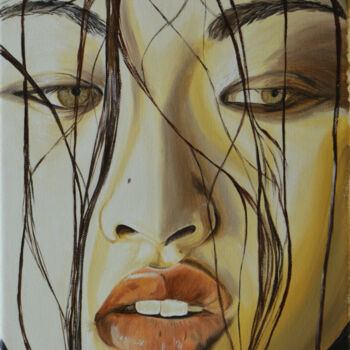 Painting titled "Portrait chinoise" by Jacques Maupas, Original Artwork, Oil Mounted on Wood Stretcher frame