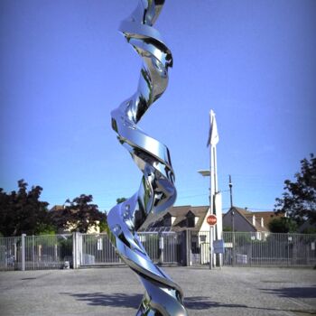 Skulptur mit dem Titel "Continuum#8" von Daniel Kei Wo, Original-Kunstwerk, Edelstahl