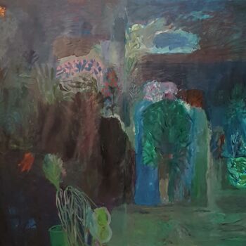 Malerei mit dem Titel "GRAND JARDIN EN NOC…" von Mchartrie, Original-Kunstwerk, Acryl Auf Keilrahmen aus Holz montiert