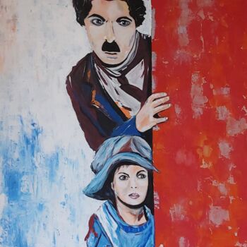 Painting titled "Tableau Charlie Cha…" by Laurence Vernet, Original Artwork, Acrylic Mounted on Wood Stretcher frame