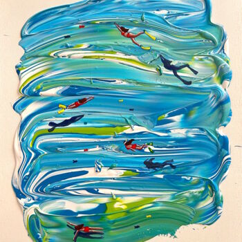 Pintura titulada "Summer swimming." por Juli Lampe, Obra de arte original, Acrílico