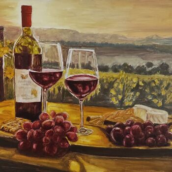 Painting titled "Dégustation" by Pascal Bourgouin, Original Artwork, Oil Mounted on Wood Stretcher frame