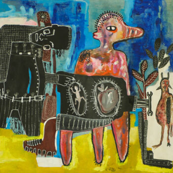 Peinture intitulée "Oiseau de mauvaise…" par William Bakaimo, Œuvre d'art originale, Acrylique Monté sur Châssis en bois