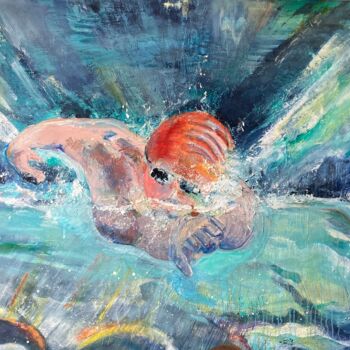 Schilderij getiteld "exercice de style" door Isabelle Reygaerts, Origineel Kunstwerk, Olie Gemonteerd op Frame voor houten b…