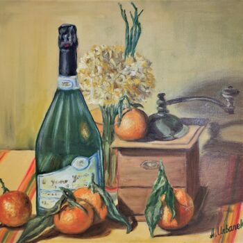 Peinture intitulée "La joie des jonquil…" par Albina Urbanek, Œuvre d'art originale, Huile Monté sur Châssis en bois