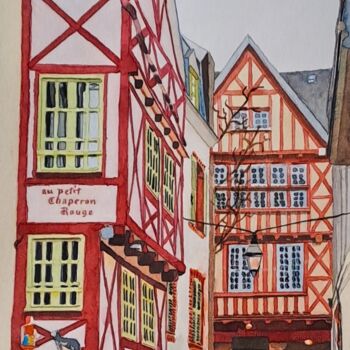 Peinture intitulée "Venelle de Morlaix…" par Pascale Alloncle, Œuvre d'art originale, Aquarelle