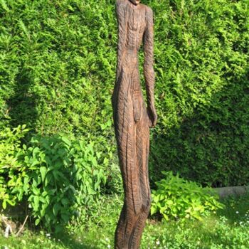 Skulptur mit dem Titel "Wächter" von Matthias Trott, Original-Kunstwerk, Holz