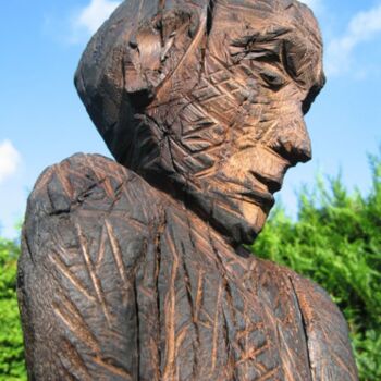 Sculpture titled "Wächter (Detail)" by Matthias Trott, Original Artwork, Wood