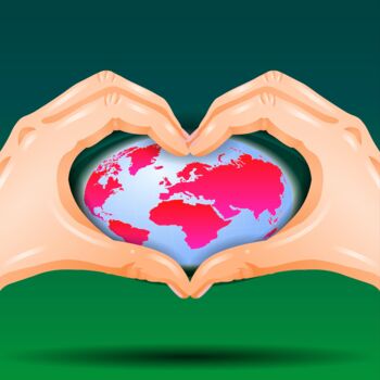 Digital Arts titled "Hands holding Earth…" by Shamim Shaikh, Original Artwork, 2D Digital Work