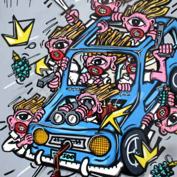 Peinture intitulée "A la poursuite du t…" par Michael Hebert, Œuvre d'art originale, Acrylique Monté sur Châssis en bois