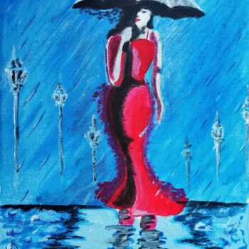 Ζωγραφική με τίτλο "The First Rain" από Kishore Bishoi, Αυθεντικά έργα τέχνης, Ακρυλικό