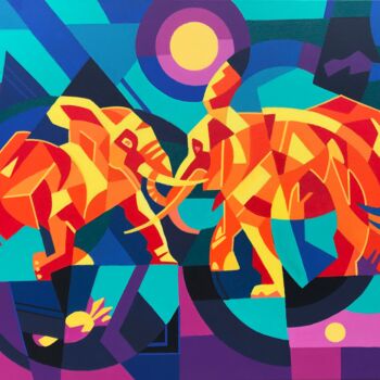 Painting titled "In the Heat of the…" by Apollonas Soben, Original Artwork, Acrylic Mounted on Wood Stretcher frame