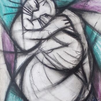 Drawing titled "Le veilleur" by Laudu, Original Artwork, Pastel