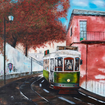 Pintura intitulada "Lisbonne" por Margarita Vargas, Obras de arte originais, Óleo Montado em Armação em madeira