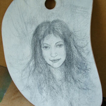 Tekening getiteld "Портрет на палитре." door Eduard Popkov, Origineel Kunstwerk, Potlood