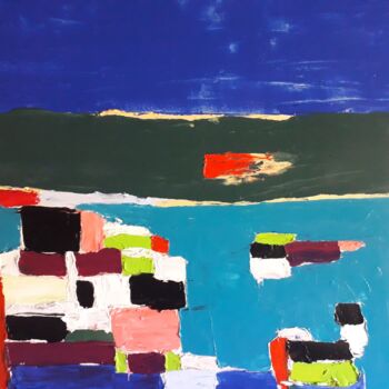 Painting titled "LA BAIE DES ANGES" by Zaël, Original Artwork, Oil Mounted on Wood Stretcher frame