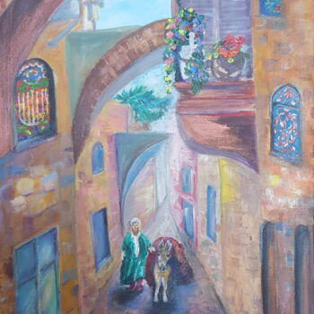 「Old Jerusaleum」というタイトルの絵画 Nataliа Sharoniによって, オリジナルのアートワーク, アクリル