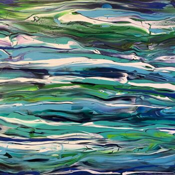 Ζωγραφική με τίτλο "Reflets sur l'eau" από Lea Monnier Art, Αυθεντικά έργα τέχνης, Ακρυλικό Τοποθετήθηκε στο Ξύλινο φορείο σ…