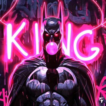 Arts numériques intitulée "Le Roi de Gotham" par Frédéric Font (Chroma), Œuvre d'art originale, Peinture numérique Monté sur…