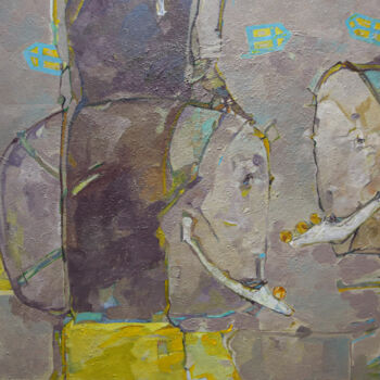 Painting titled "Желтая вишня" by Arman Bai, Original Artwork, Oil Mounted on Wood Stretcher frame