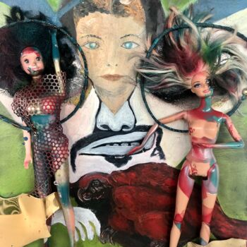 Peinture intitulée "LE PERROQUET ROUGE" par Étienne Dupé, Œuvre d'art originale, Huile