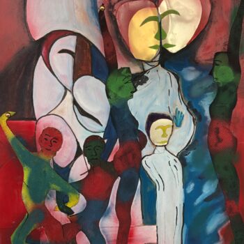 Peinture intitulée "famille" par Étienne Dupé, Œuvre d'art originale, Huile