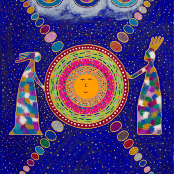 Painting titled "Soleil, prends soin…" by Vincent Schurck, Original Artwork, Acrylic Mounted on Wood Panel