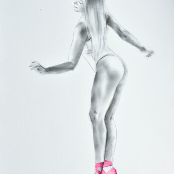 Desenho intitulada "Ballerina Drawing 17" por Chung Yau Shek, Obras de arte originais, Carvão