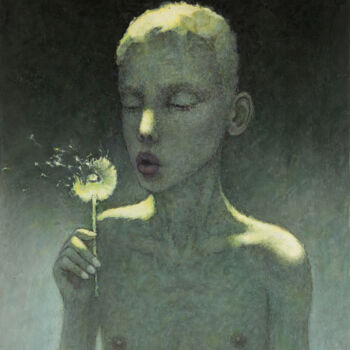 Peinture intitulée "Full moon" par Stas Prokhortsev Stanislav Prokhortsev, Œuvre d'art originale, Huile