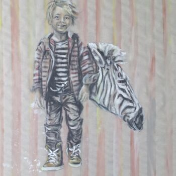 Schilderij getiteld "By the stripe 1" door Mauricias, Origineel Kunstwerk, Olie