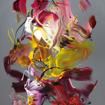 「Inner Flow」というタイトルの絵画 Paresh Nrshinga F R S Aによって, オリジナルのアートワーク, アクリル ウッドストレッチャーフレームにマウント