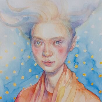 绘画 标题为“Featherlight” 由Dunja Jung, 原创艺术品, 水彩