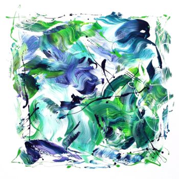 Painting titled "Emerald Whirlwind" by Paresh Nrshinga F R S A, Original Artwork, Acrylic Mounted on Wood Stretcher frame