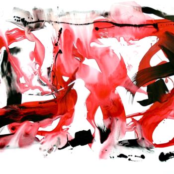 「Crimson Tide」というタイトルの絵画 Paresh Nrshinga F R S Aによって, オリジナルのアートワーク, アクリル ウッドストレッチャーフレームにマウント