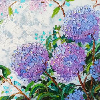제목이 "Hydrangea"인 미술작품 Inna Bebrisa로, 원작, 기름 나무 들것 프레임에 장착됨