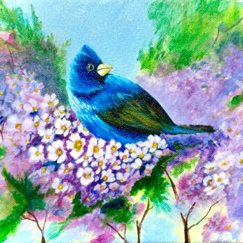 绘画 标题为“Blue beauty enjoyin…” 由Dr. Priyanjalee Banerjee, 原创艺术品, 丙烯 安装在木质担架架上