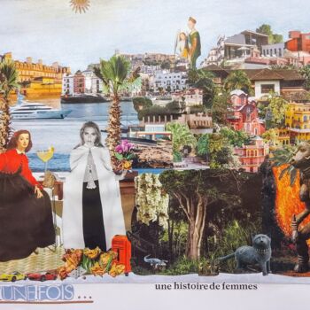 Collages intitulée "Une histoire de fem…" par Isabelle Flegeau, Œuvre d'art originale, Collages