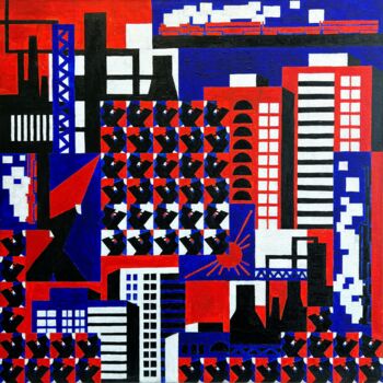 Painting titled "Pressing Your Eyeba…" by Andrii Davydenko, Original Artwork, Acrylic Mounted on Wood Stretcher frame