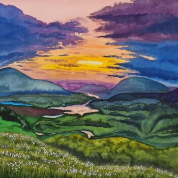 Painting titled "Colors of Ireland" by Natalia Buhaienko, Original Artwork, Watercolor