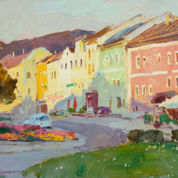 Painting titled "Summer evening. Aig…" by Aleksander Kryushyn, Original Artwork, Oil