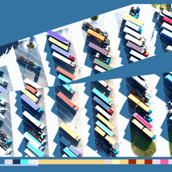 Digital Arts με τίτλο "Camions sur un park…" από Pascal Maupas, Αυθεντικά έργα τέχνης, Ψηφιακή ζωγραφική