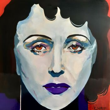 Ζωγραφική με τίτλο "PIAF" από Chap, Αυθεντικά έργα τέχνης, Ακρυλικό Τοποθετήθηκε στο Ξύλινο φορείο σκελετό
