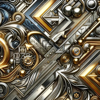Arts numériques intitulée "Abstract Metallurgy…" par Alberto Capitani, Œuvre d'art originale, Image générée par l'IA