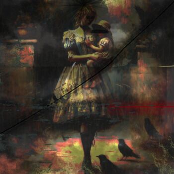 Digitale Kunst getiteld "always in Her arms" door Erycqrn, Origineel Kunstwerk, Digitale collage