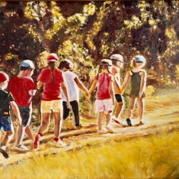 Peinture intitulée "Sur le chemin des v…" par Christel Alcala, Œuvre d'art originale, Huile Monté sur Châssis en bois