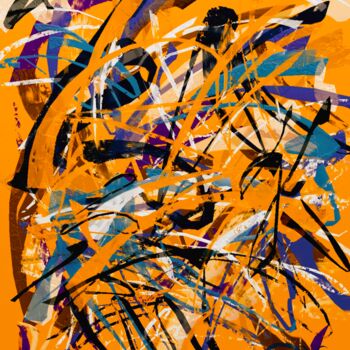 Digital Arts titled "Orange et Bleu" by Pascal Gagné, Original Artwork, Digital Painting