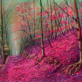 Painting titled "Purple path" by Moin Uddin, Original Artwork, Acrylic